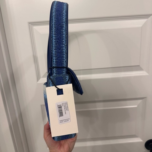 NWT STAUD Blue and White Beaded Shoulder Bag - Picture 4 of 4